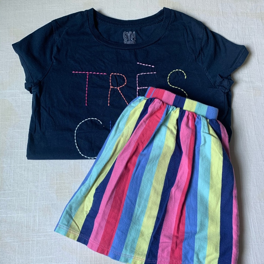 2 Piece - Colorful Stripped Skort + Tres Chic Top